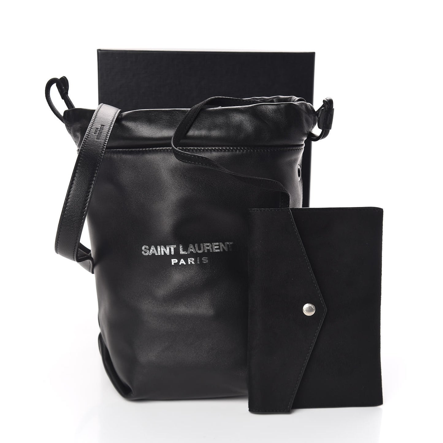 Lambskin Small Teddy Bucket Bag Black