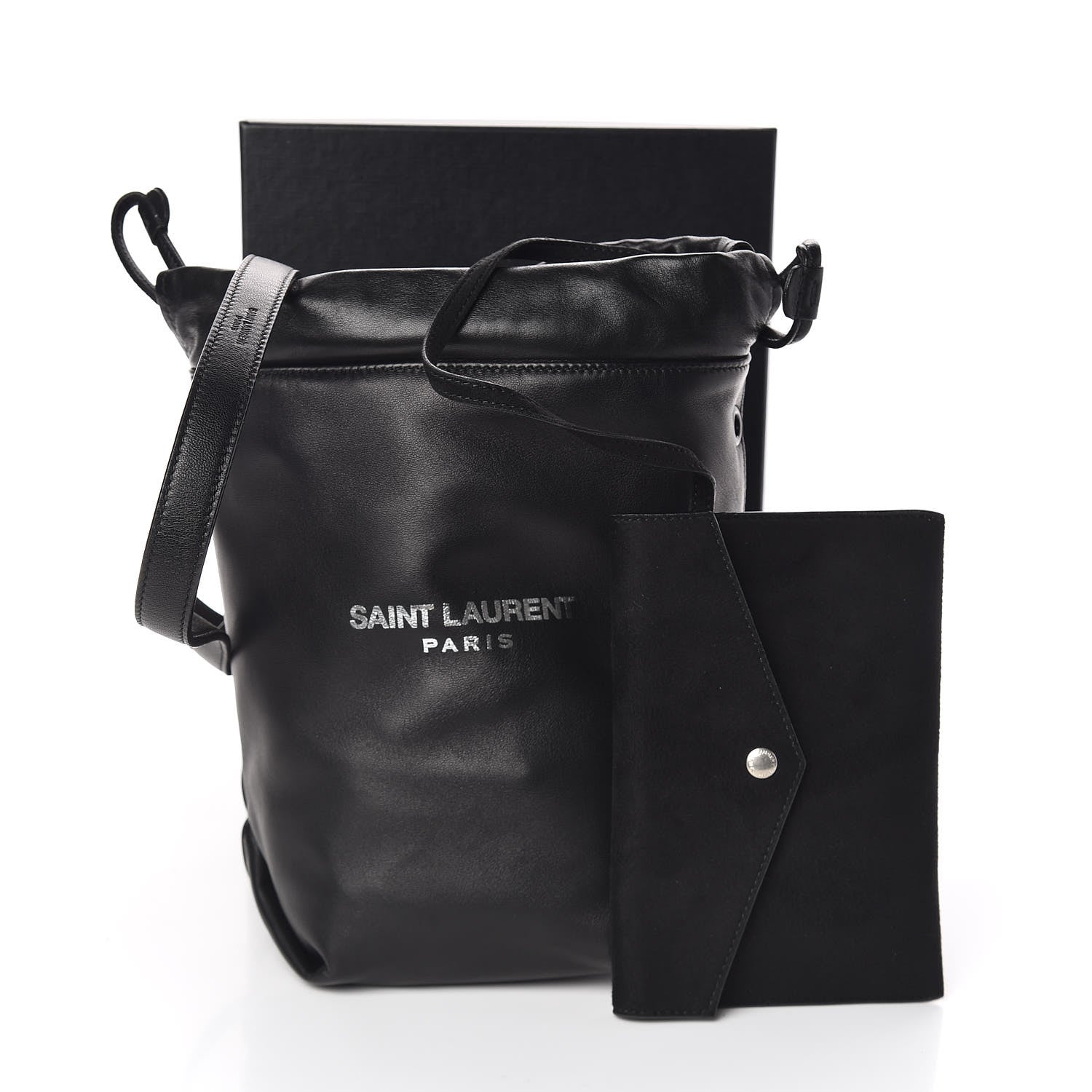 Saint Laurent Lambskin Small Teddy Bucket Bag Black 11 of 11