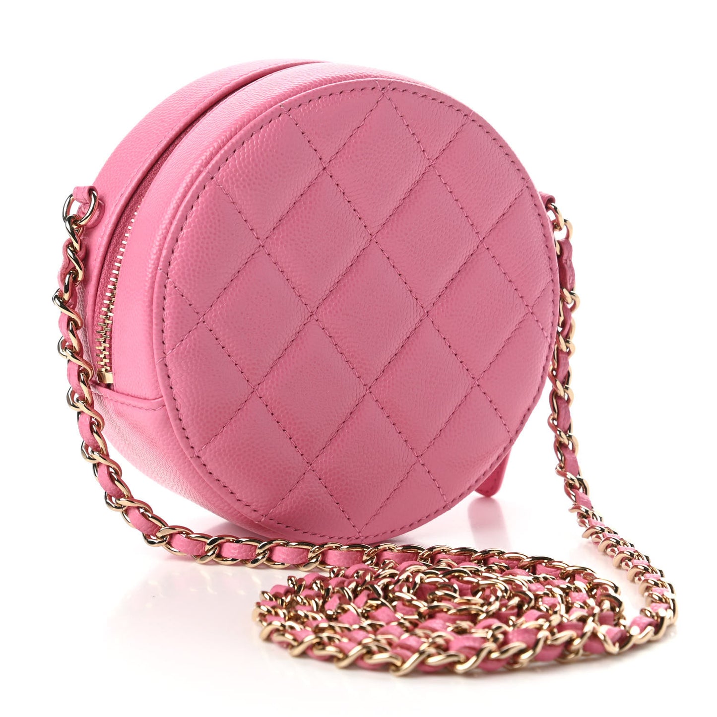 Caviar Quilted Gripoix CC Round Clutch With Chain Pink