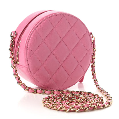 Chanel Caviar Quilted Gripoix CC Round Clutch With Chain Pink 3 of 11