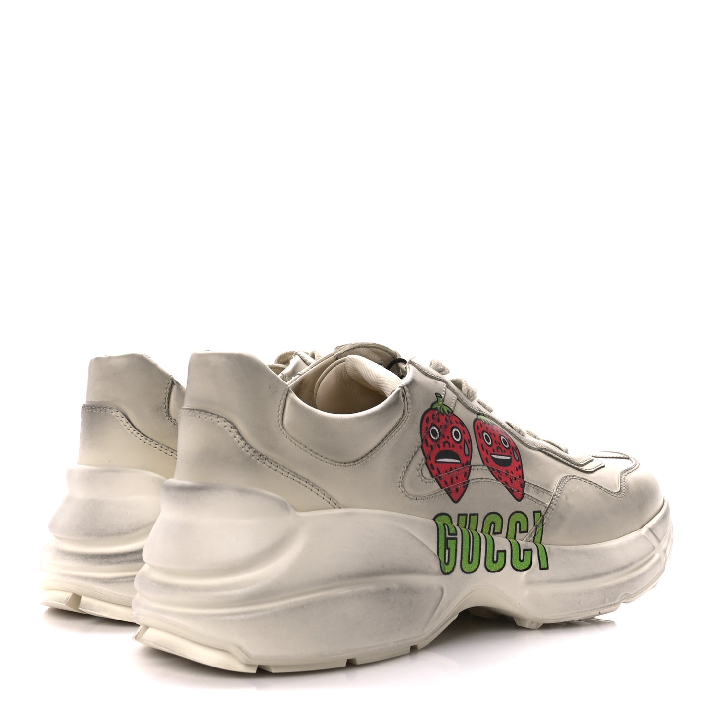 X PABLO DELCIELO Apollo Calfskin Strawberry Print Womens Rhyton Sneakers 41 Ivoire