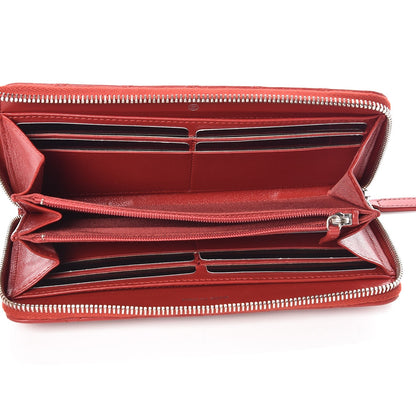 Chanel Lambskin Quilted Large Gusset Zip Around Wallet Red 5 of 9