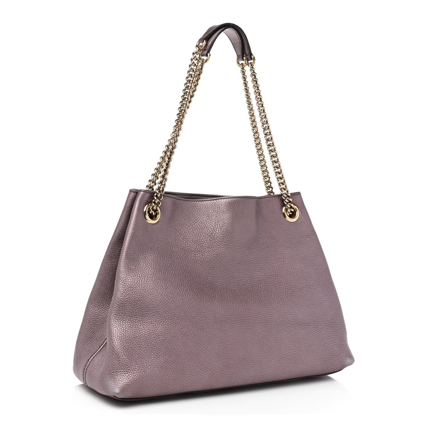Metallic Pebbled Calfskin Medium Soho Chain Shoulder Bag Purple