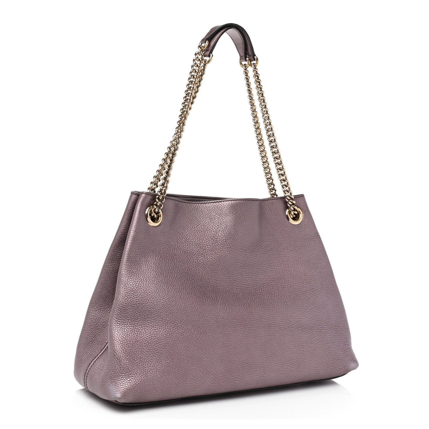 Gucci Metallic Pebbled Calfskin Medium Soho Chain Shoulder Bag Purple 3 of 11