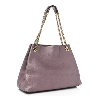 Gucci Metallic Pebbled Calfskin Medium Soho Chain Shoulder Bag Purple 3 of 11