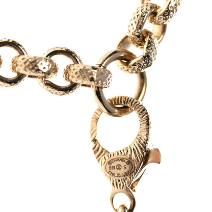 Chanel Metal Crystal Cha-Nel Logo Necklace Gold 5 of 7