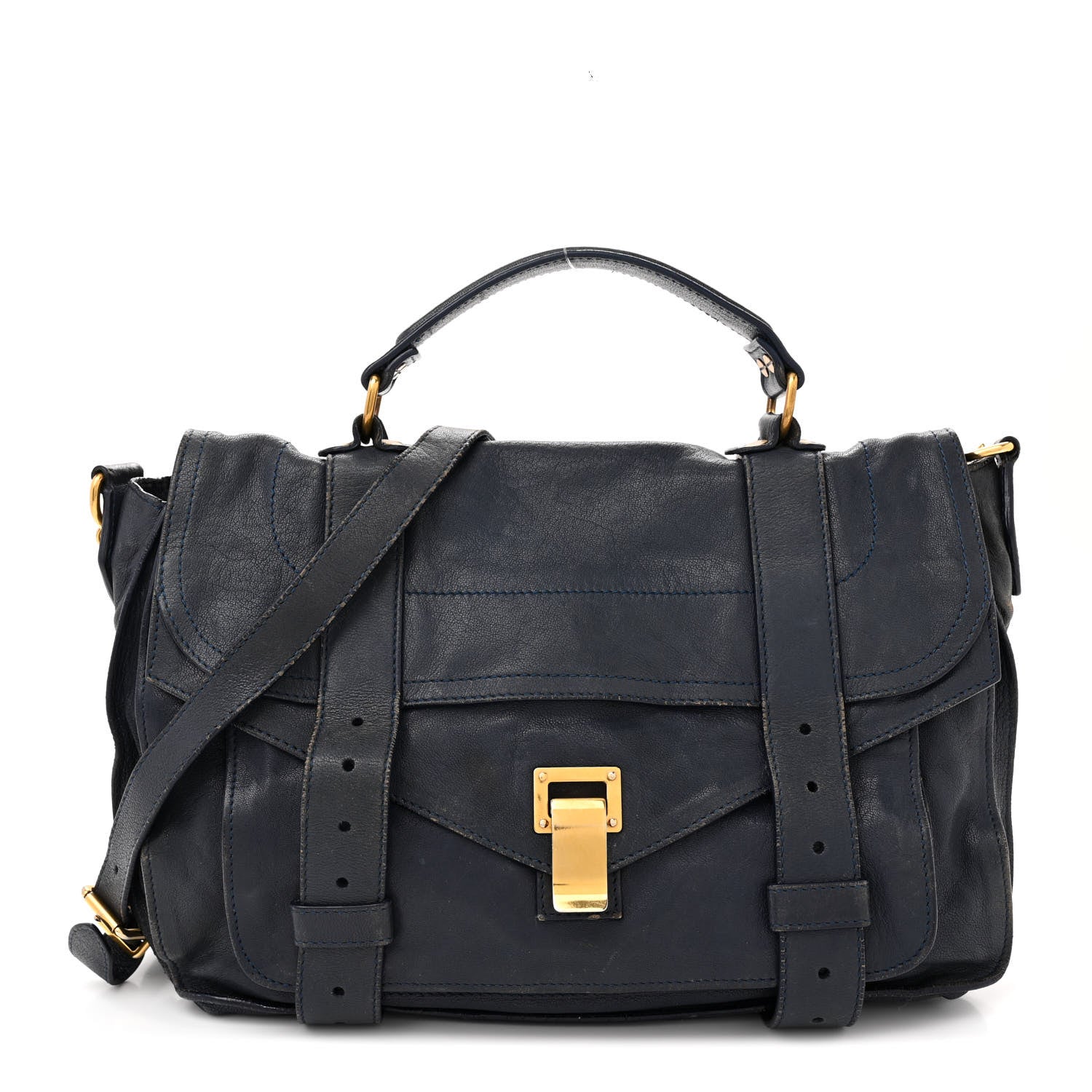 Proenza Schouler Lambskin Medium PS1 Satchel Navy 1 of 23