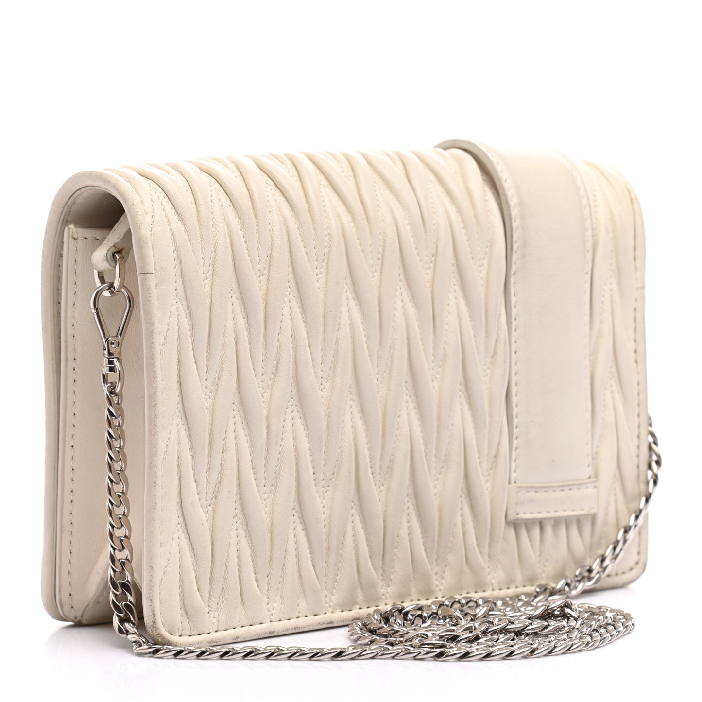 Nappa Matelasse Crystal Embellished Shoulder Bag White