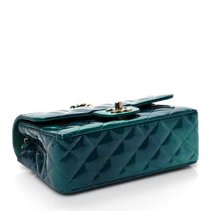 Chanel Shaded Patent Calfskin Quilted Mini Rectangular Flap Green Blue 2 of 8