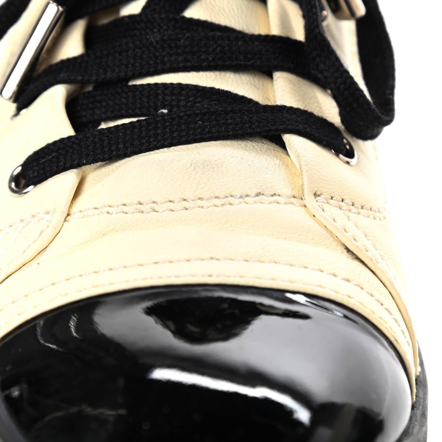Chanel Lambskin Patent Cap Toe CC Sneakers 39 White Black 15 of 15