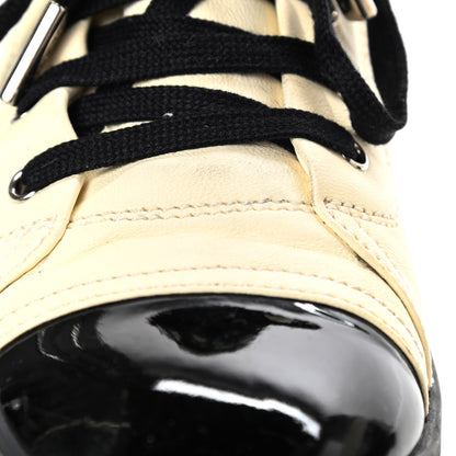 Chanel Lambskin Patent Cap Toe CC Sneakers 39 White Black 15 of 15