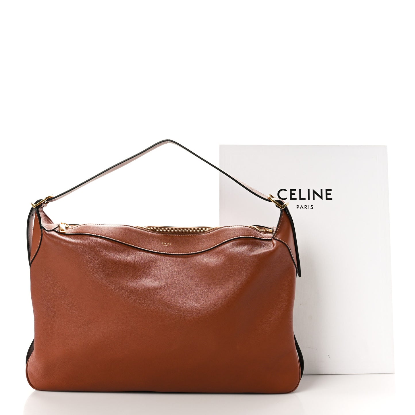 Supple Calfskin Large Romy Shoulder Bag Tan