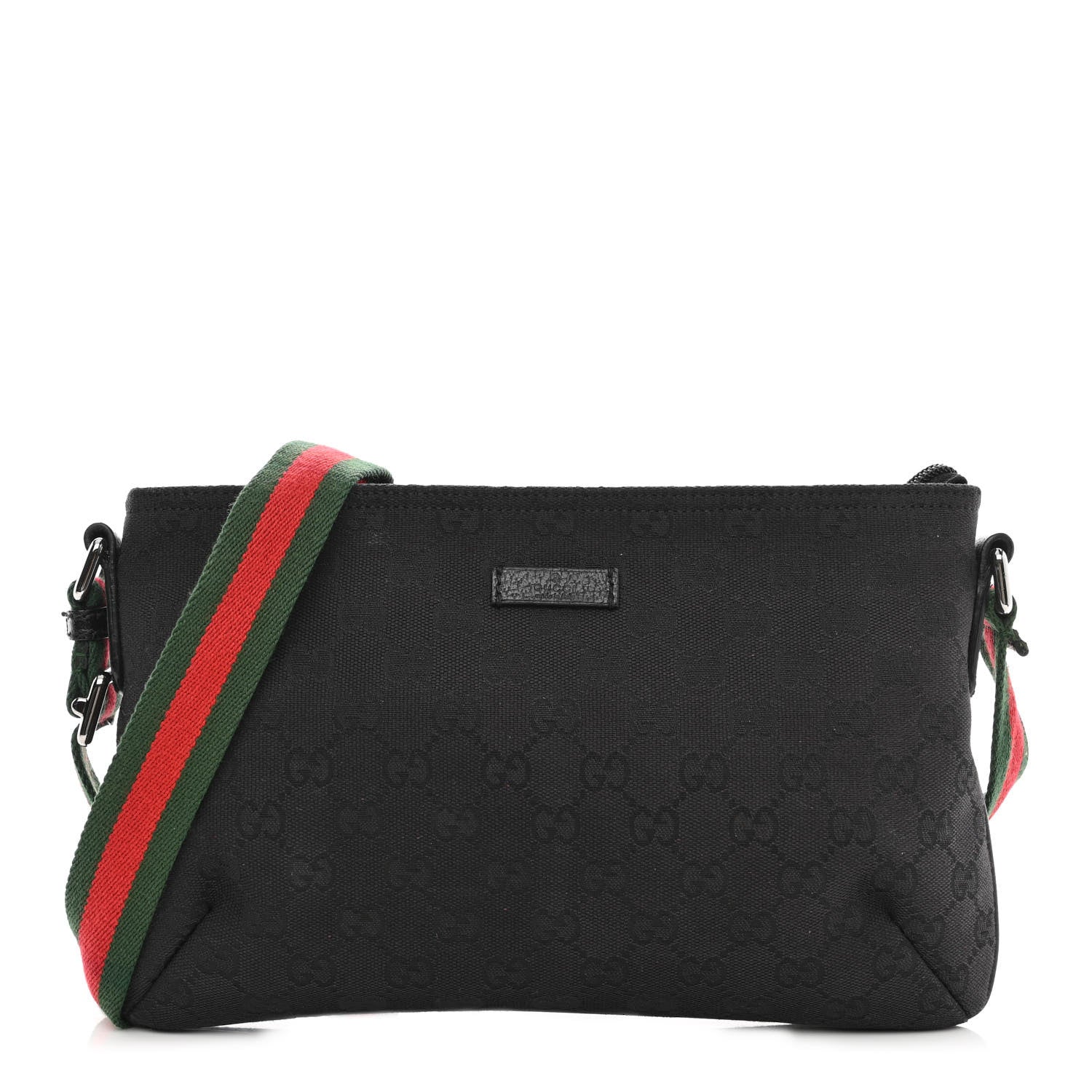 Gucci Monogram Web Small Flat Messenger Crossbody Black 1 of 13