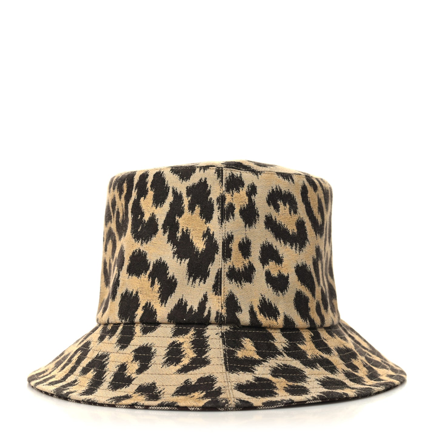 Oblique Reversible Leopard Bucket Hat Beige