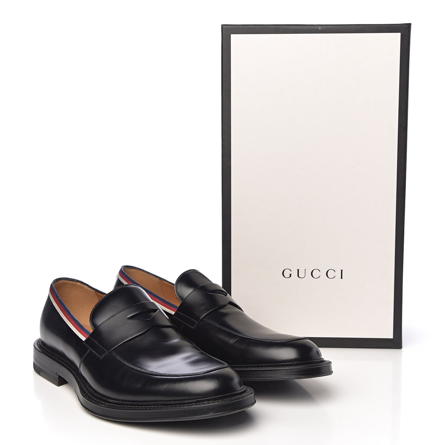 Calfskin Mens Web Sylvie Loafers 8 Black