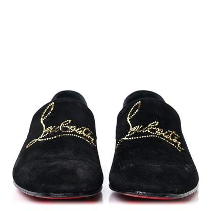 Christian Louboutin Veau Velours Strass Mens Navy Dandelion Flat Loafers 39 Black Cry Aurum Gold 6 of 19