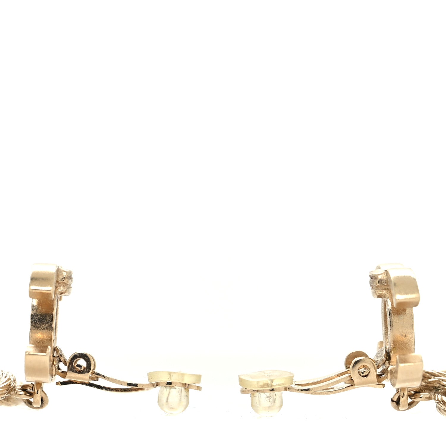 Chanel CC Heart Chain Drop Clip On Earrings Gold 3 of 4