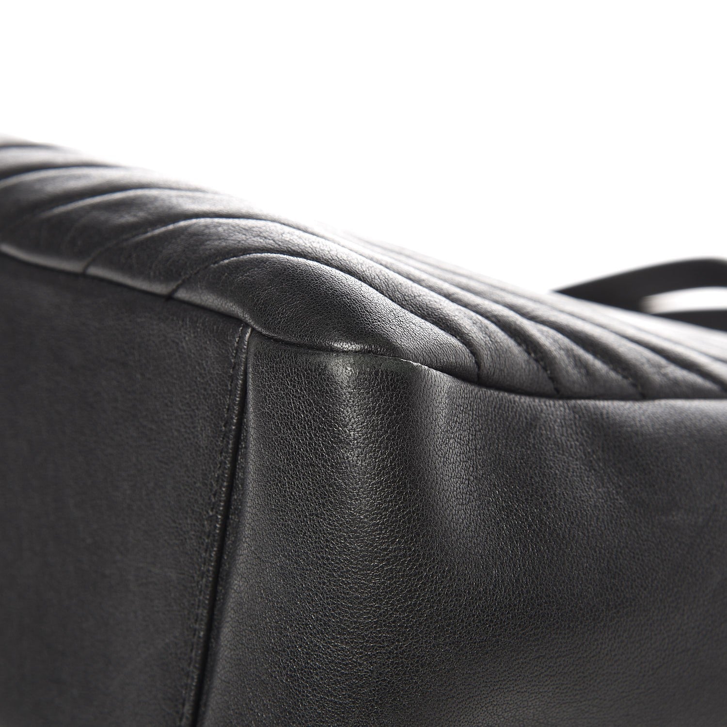 Saint Laurent Sheepskin Matelasse Chevron Large Monogram Shopping Bag Black 8 of 11