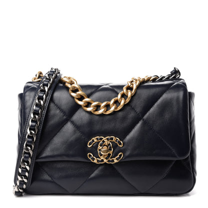 Chanel Lambskin Quilted Medium Chanel 19 Flap Navy 1 of 11