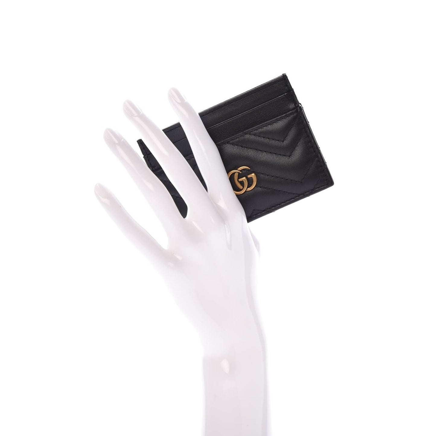Calfskin Matelasse GG Marmont Card Holder Black