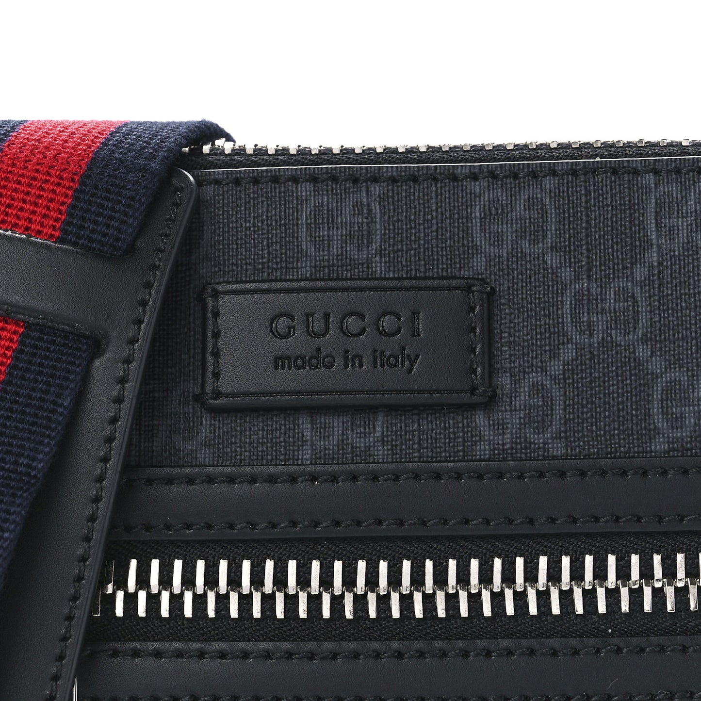 GG Supreme Monogram Web Small Flat Messenger Bag Black Grey
