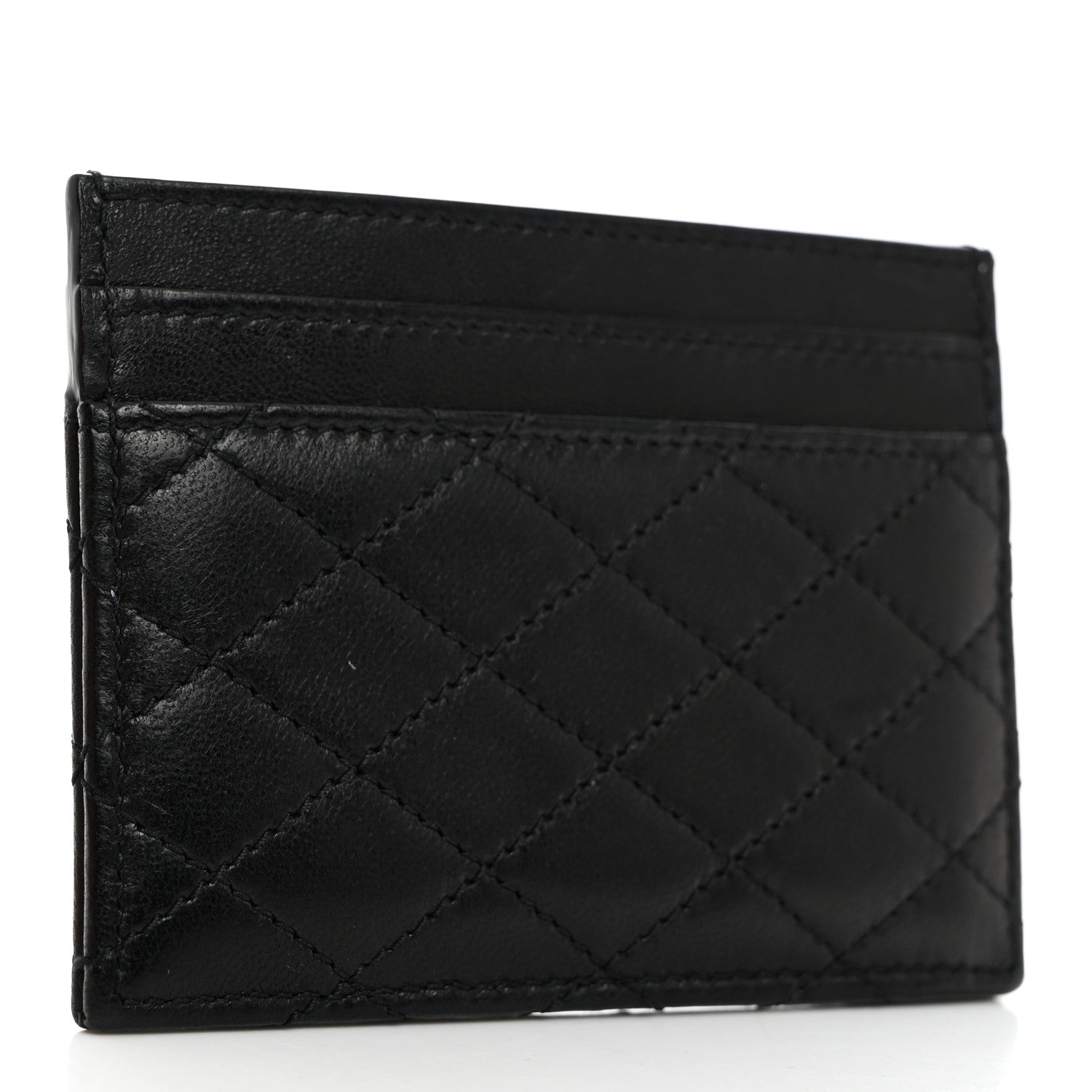 Saint Laurent Lambskin Quilted Monogram Gaby Card Case Black 3 of 8
