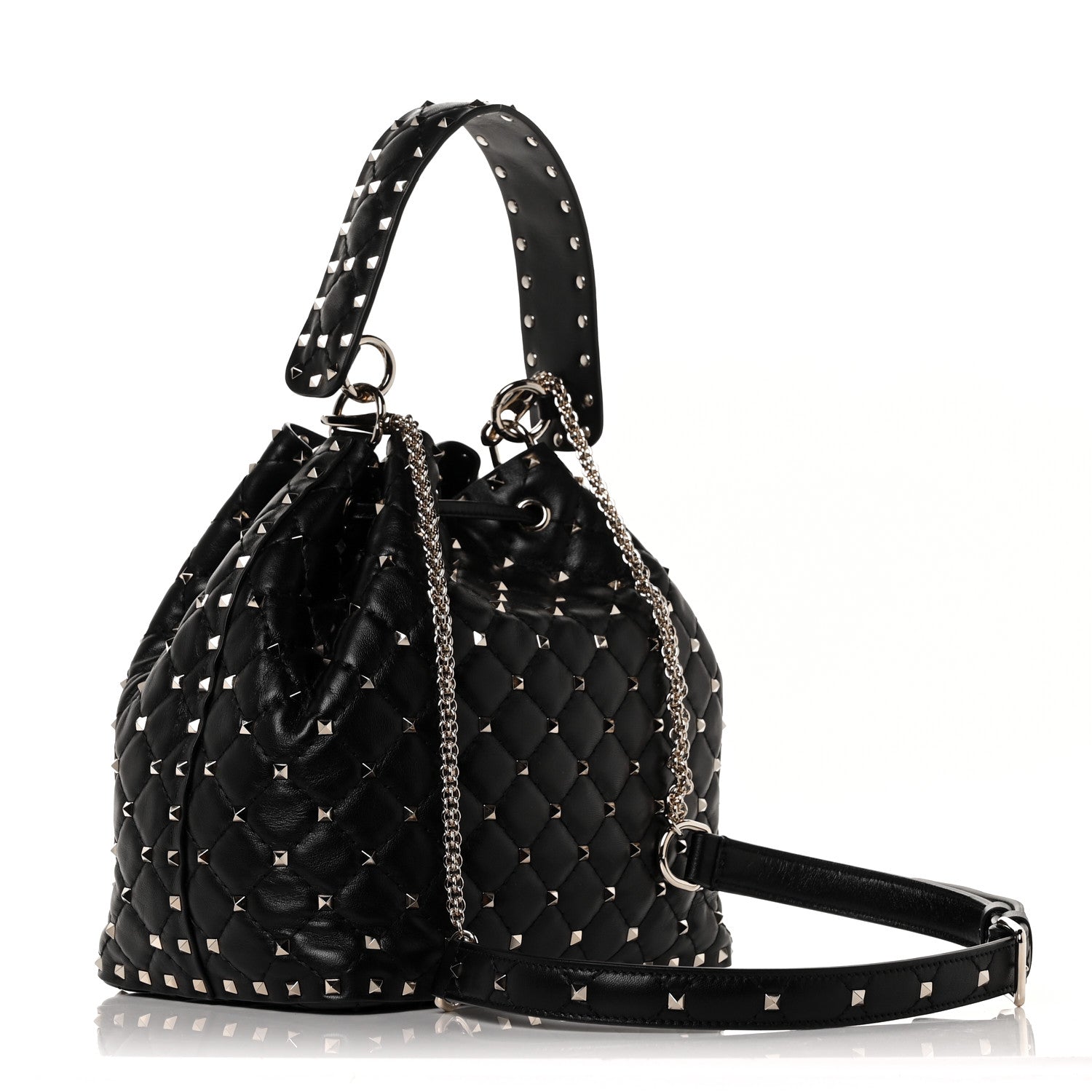 Valentino Garavani Nappa Medium Rockstud Spike Bucket Bag Black 2 of 7