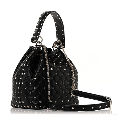 Valentino Garavani Nappa Medium Rockstud Spike Bucket Bag Black 2 of 7