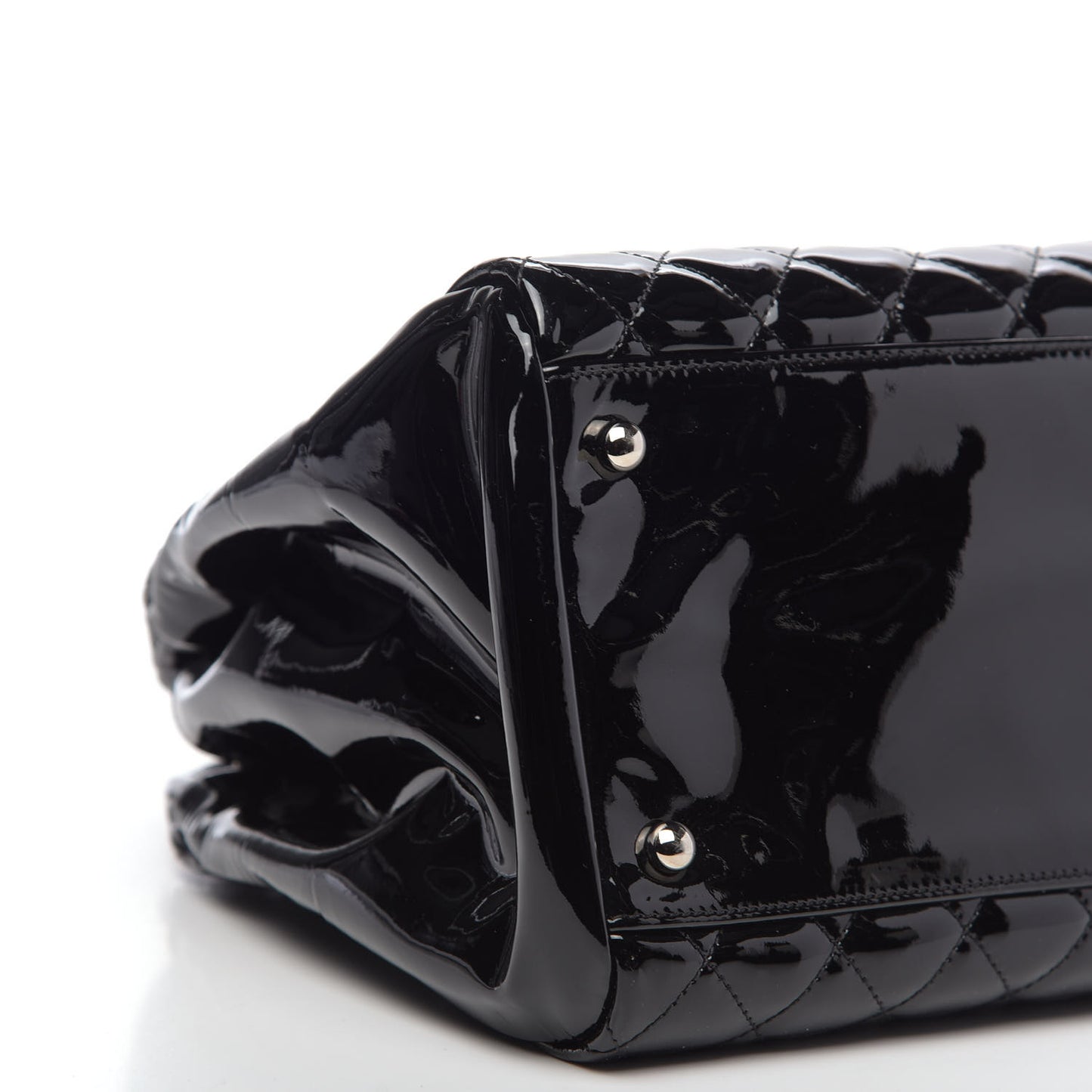 Patent Quilted Large Just Mademoiselle Bowling Bag Black