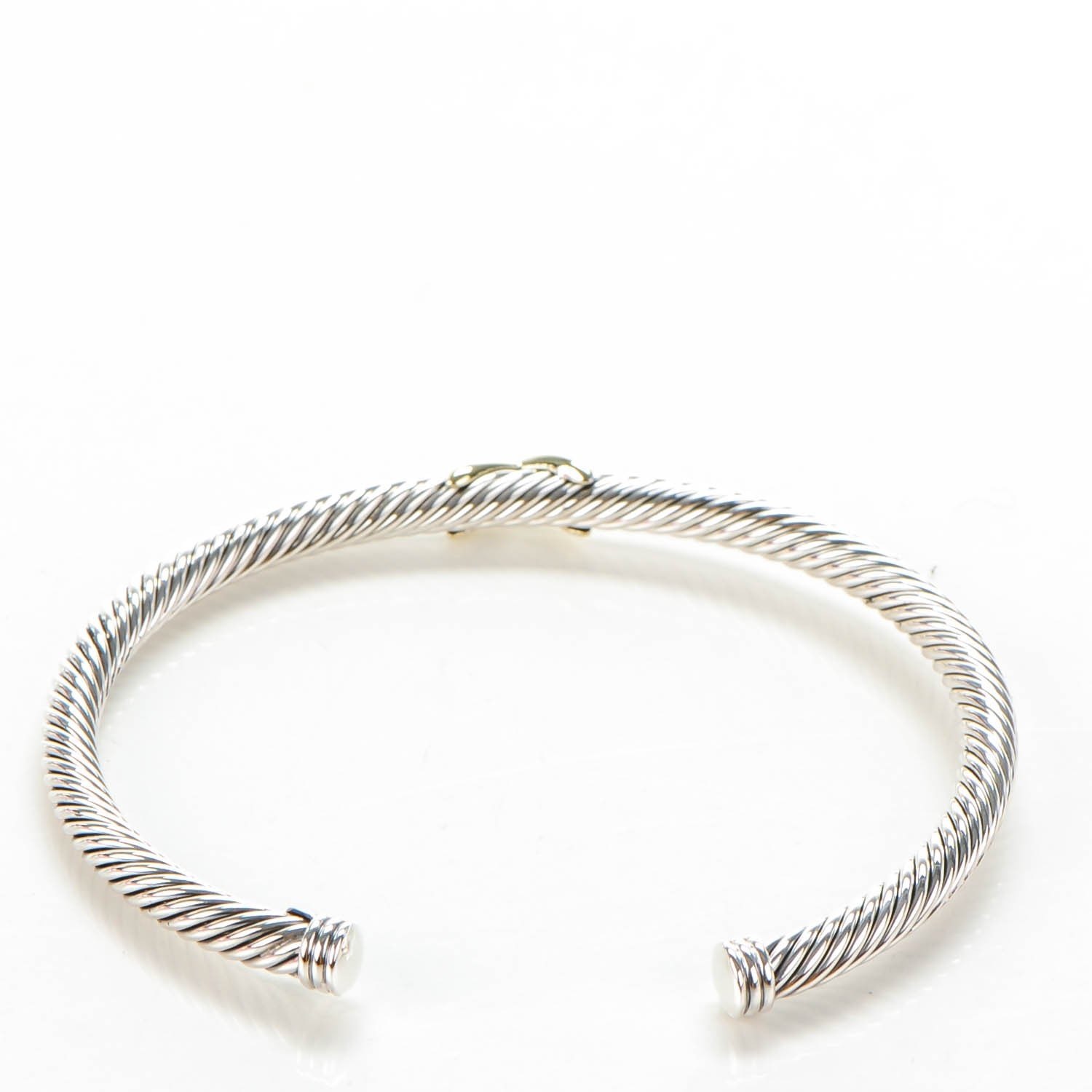 David Yurman Sterling Silver 18K Yellow Gold 4mm X Station Cable Bracelet 3 of 6