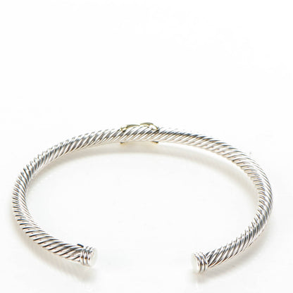 David Yurman Sterling Silver 18K Yellow Gold 4mm X Station Cable Bracelet 3 of 6