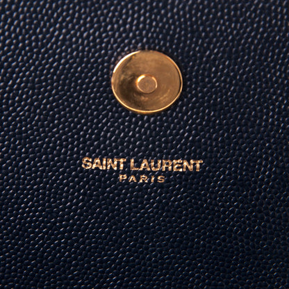 Saint Laurent Grain De Poudre Classic Monogram Clutch Navy 7 of 7