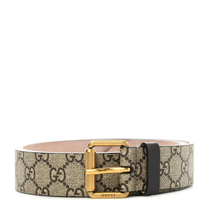 Gucci GG Supreme Monogram Selleria Calfskin Kingsnake 35mm Belt 100 40 Beige Ebony Multicolor Cocoa 1 of 7
