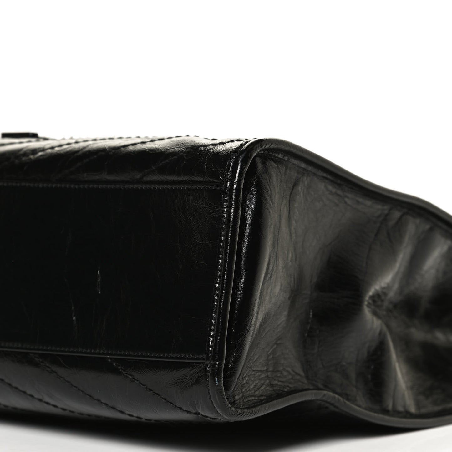 Crinkled Calfskin Matelasse Monogram Niki Shoulder Bag Black