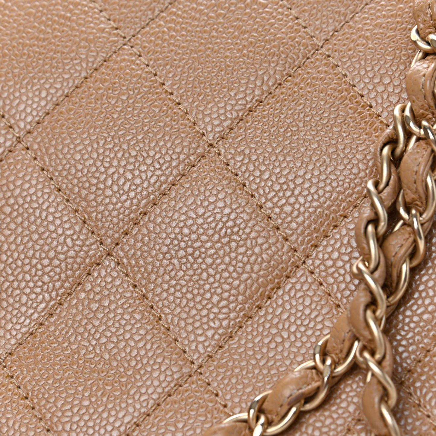Caviar Quilted Shopping Tote Beige
