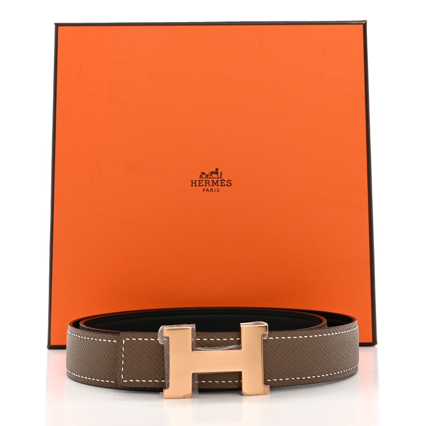 Swift Epsom 24mm Mini Constance H Belt 75 Black Etoupe