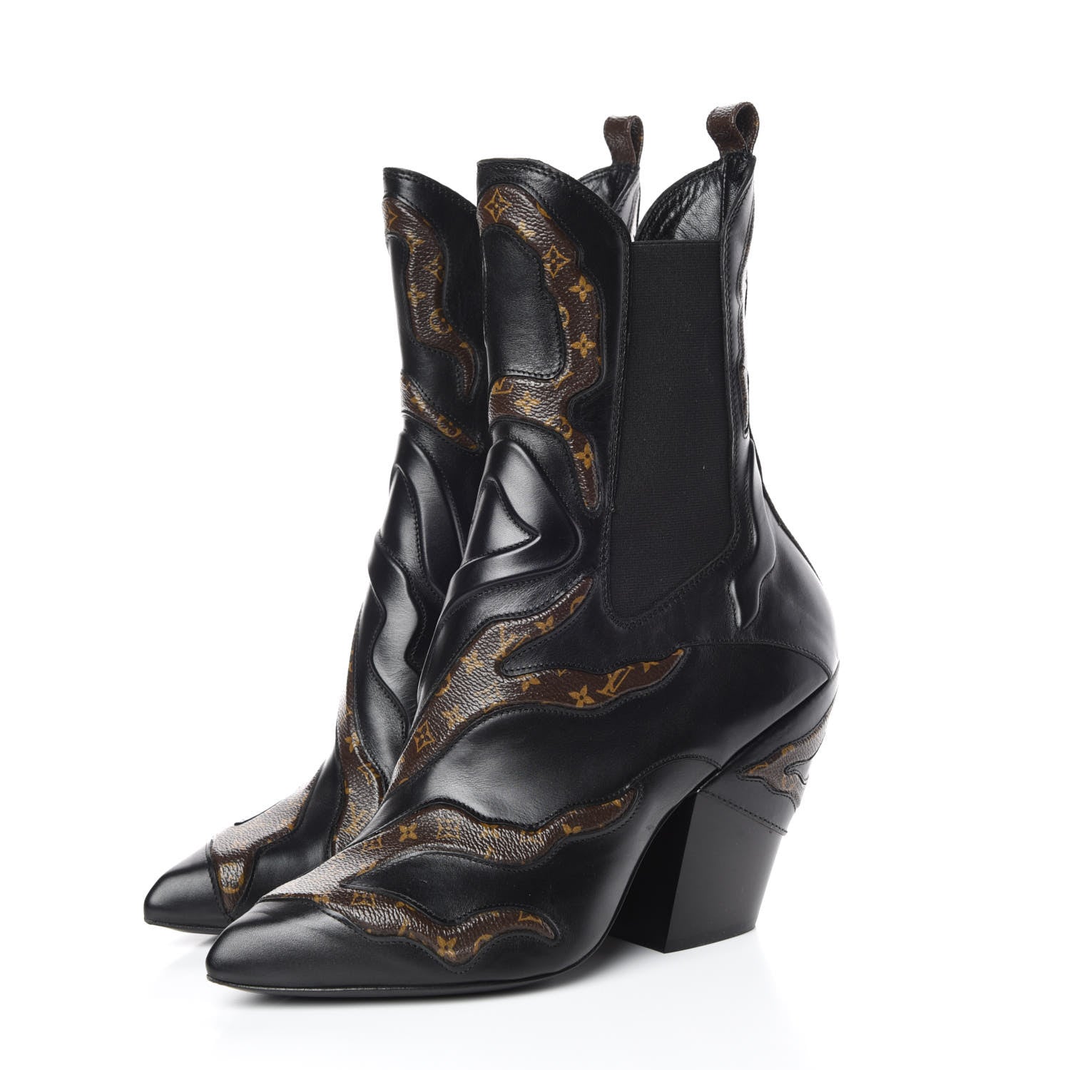 Louis Vuitton Calfskin Monogram Fireball Ankle Boots 39 Black 3 of 10