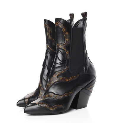 Louis Vuitton Calfskin Monogram Fireball Ankle Boots 39 Black 3 of 10