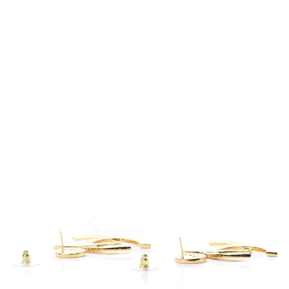 Chanel Metal Large Paris Button Earrings Gold 3 of 5