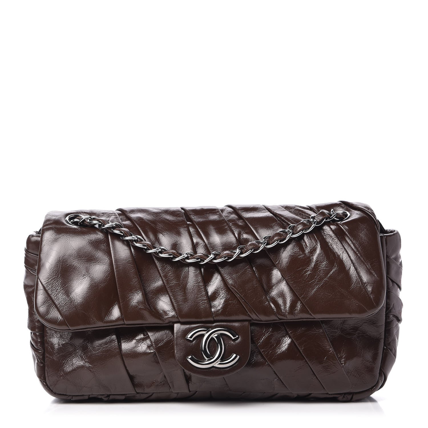 Chanel Glazed Calfskin Twisted Medium Flap Brown 1 of 11