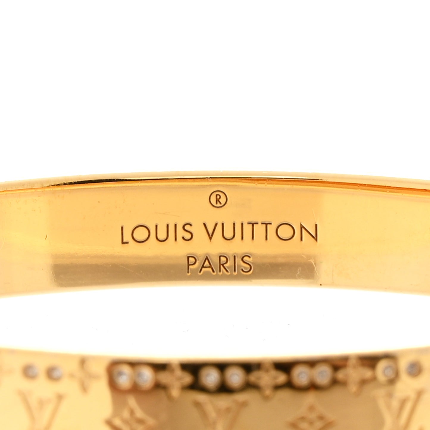 Brass Crystal Monogram Nanogram Strass Cuff S Gold