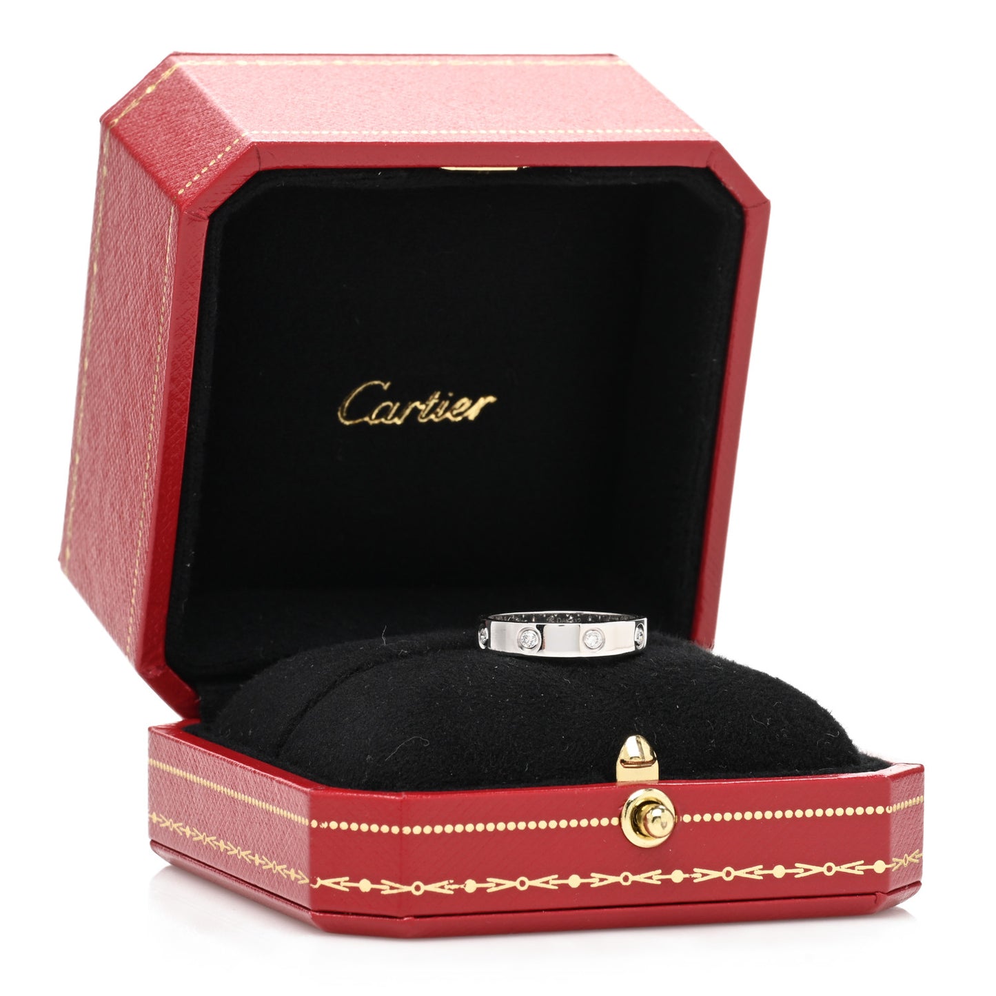 18K White Gold 8 Diamond 4mm Wedding Band LOVE Ring 53 6.25