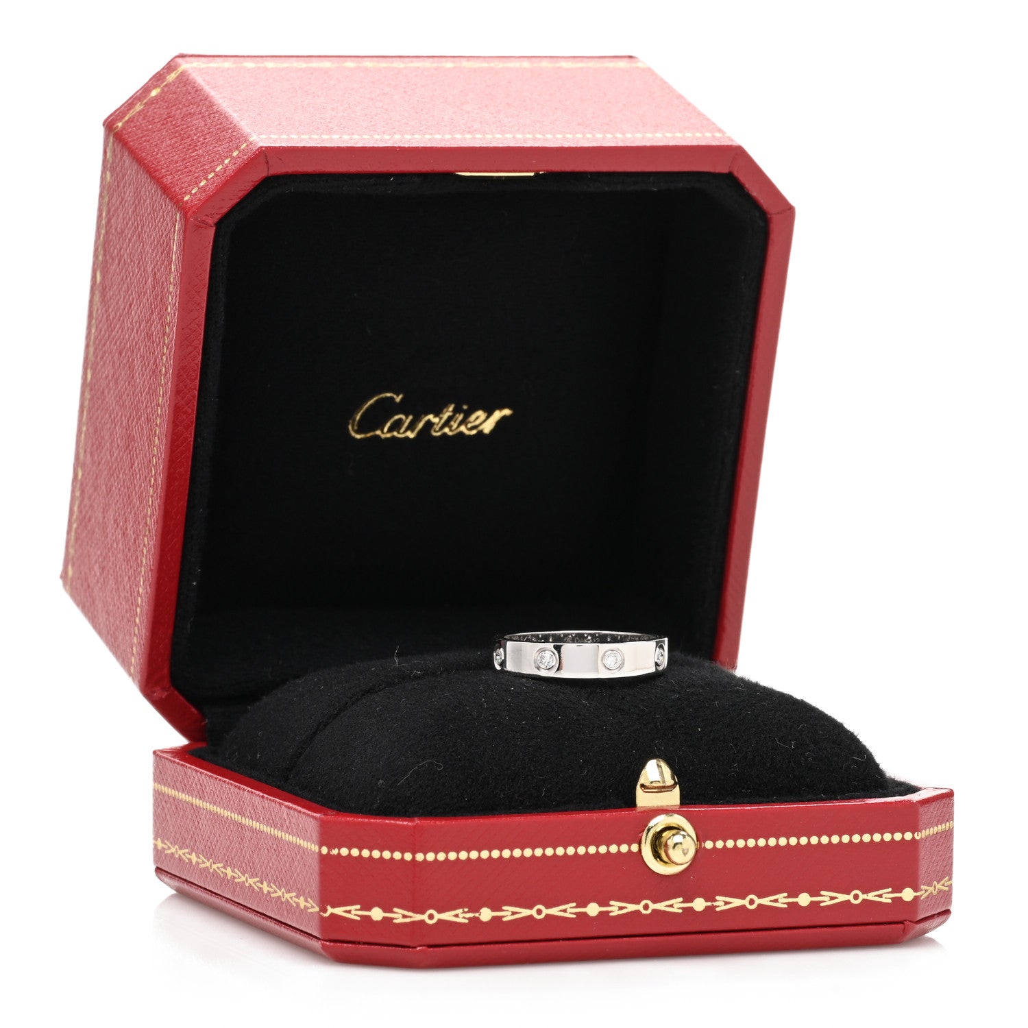 Cartier 18K White Gold 8 Diamond 4mm Wedding Band LOVE Ring 53 6.25 5 of 5