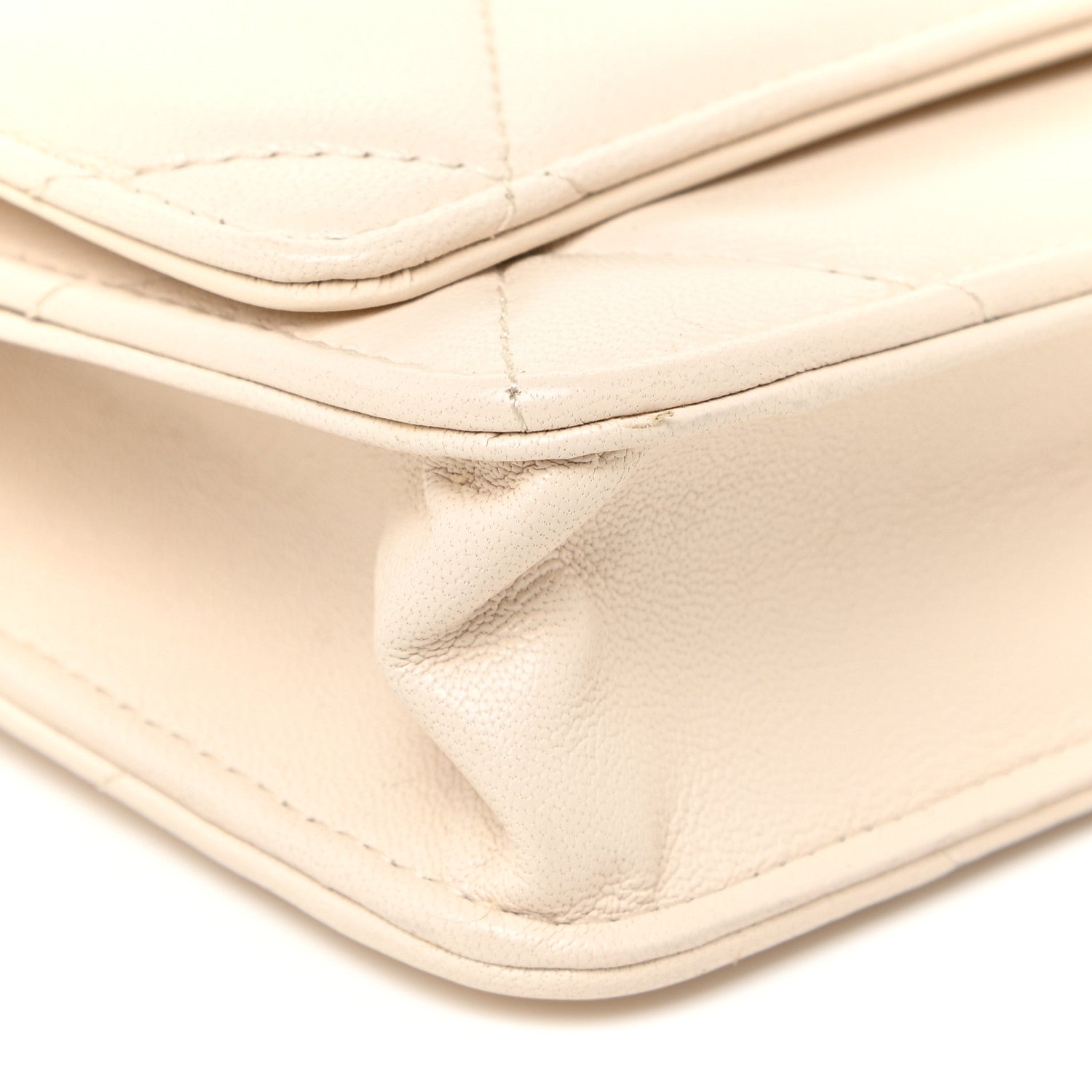 Chanel Goatskin Quilted Chanel 19 Wallet On Chain WOC Light Beige 9 of 17