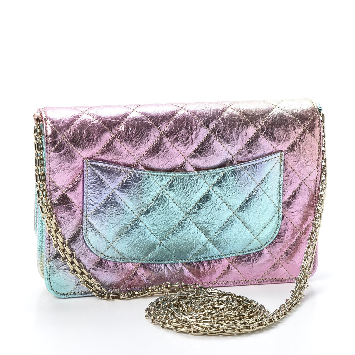 Metallic Goatskin Quilted 2.55 Reissue Wallet on Chain WOC Multicolor