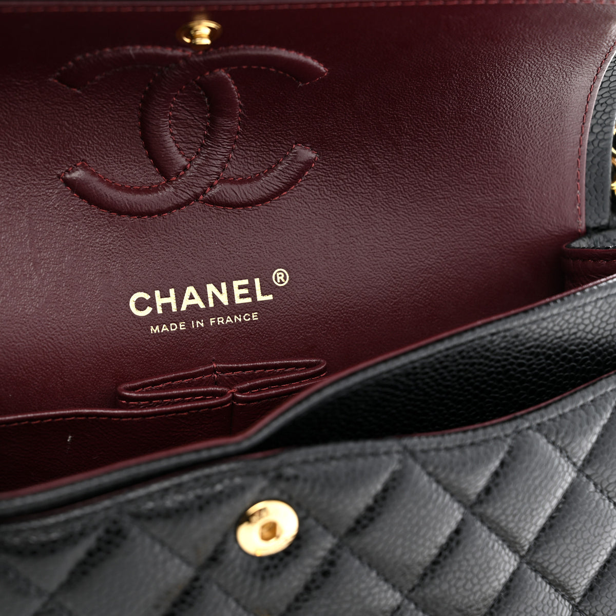 Caviar Quilted Small Double Flap Black