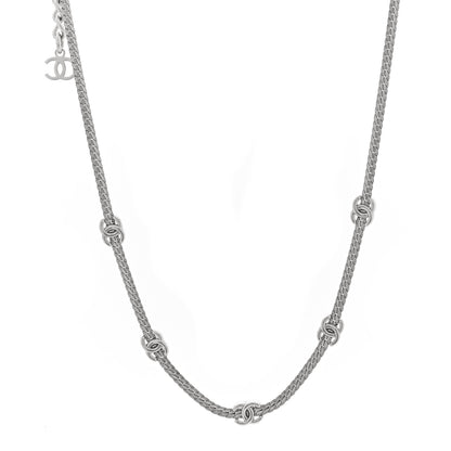 Chanel Metal CC Short Chain Necklace Silver 1 of 5