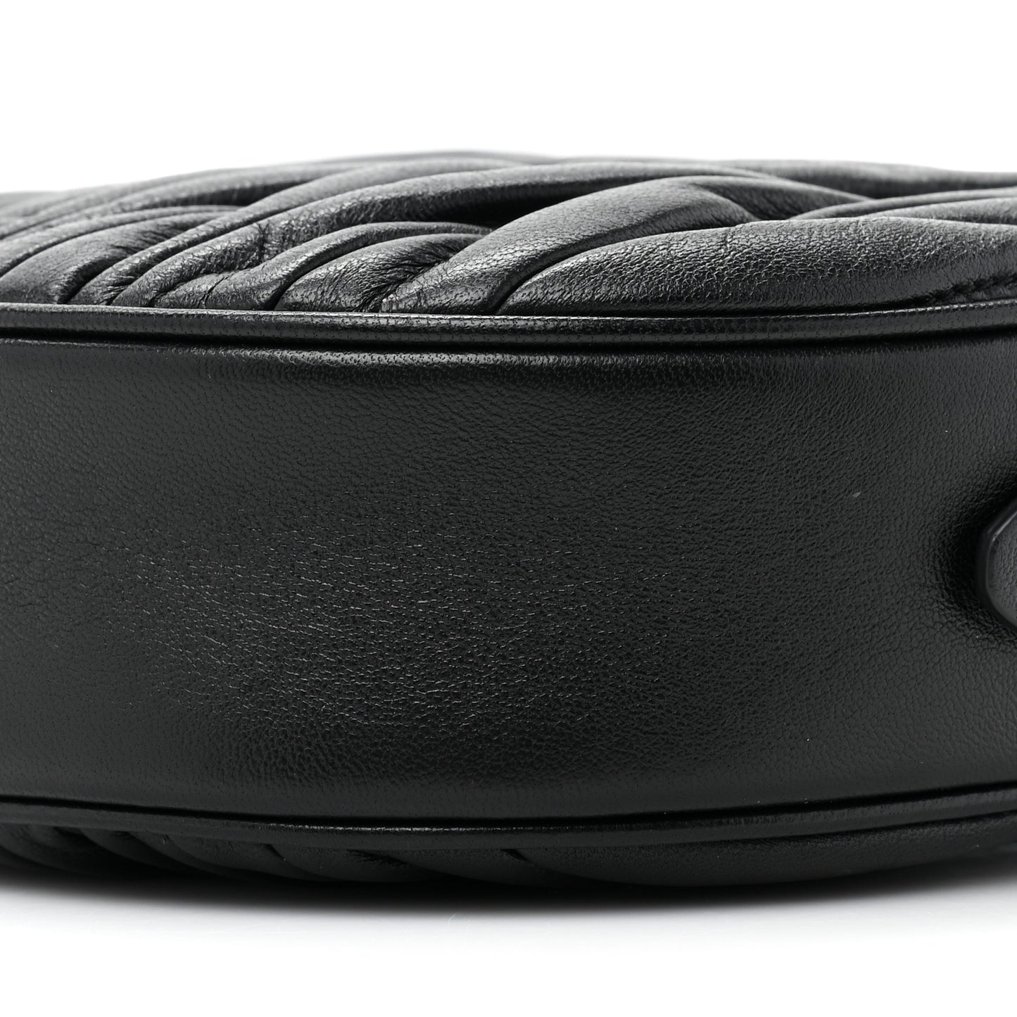 Nappa Matelasse Crystal Round Crossbody Bag Black