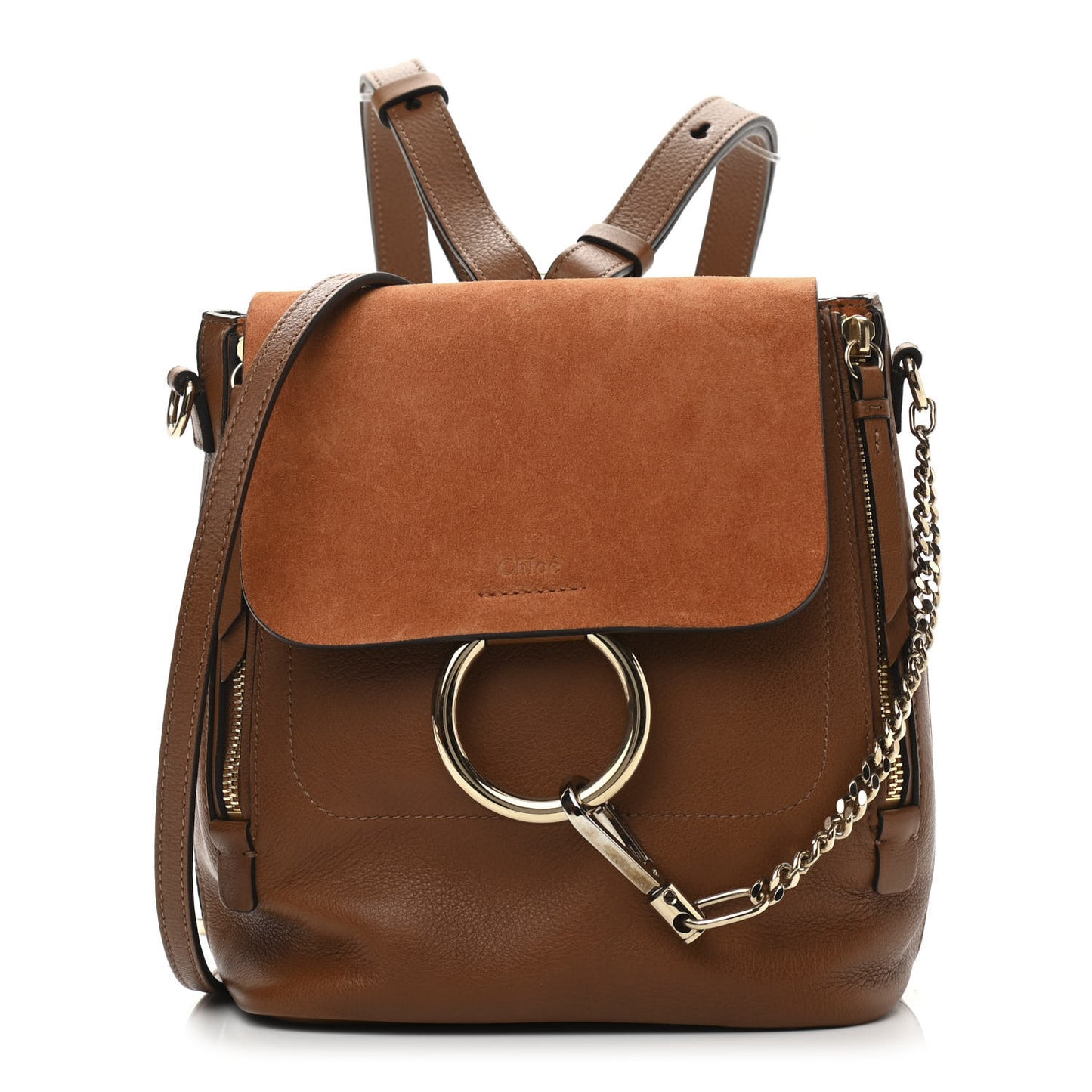 Suede Calfskin Medium Faye Backpack Tan