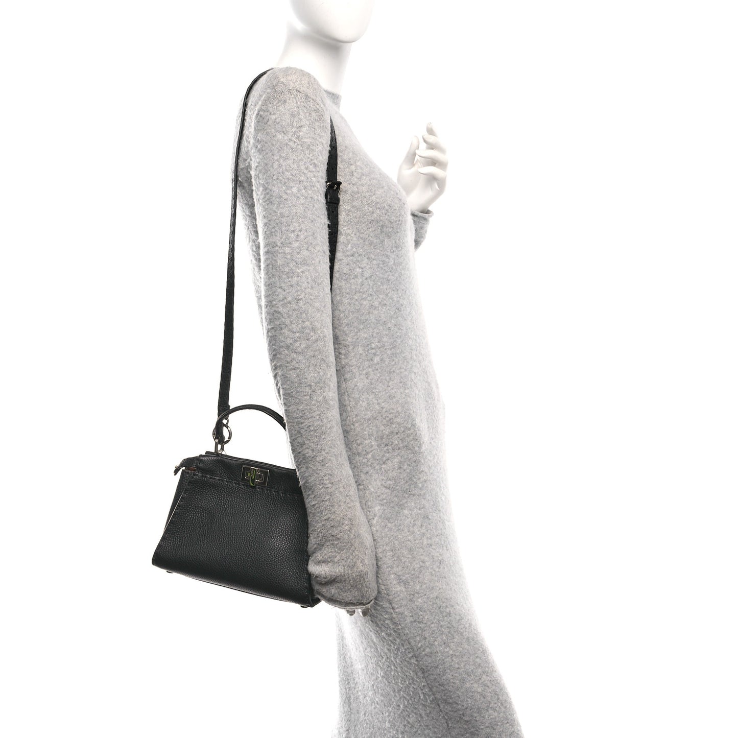 Cuoio Romano Selleria Bi-Color Mini Peekaboo Iconic Satchel Black Mou